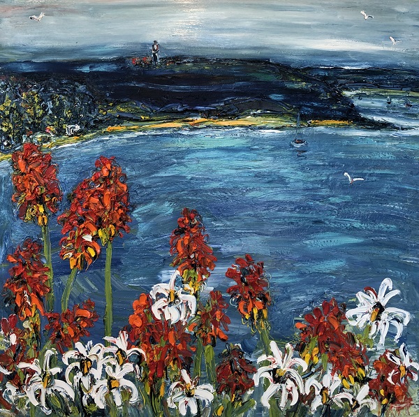 Palm Beach And Red Pokers 110cm x 110cm